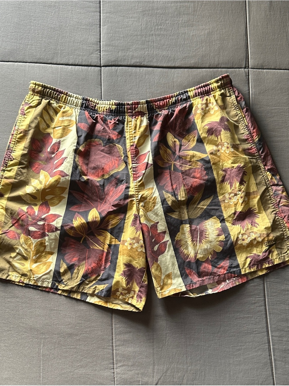 Speedo Men's Floral Pattern Swim Shorts in Yellow and Red